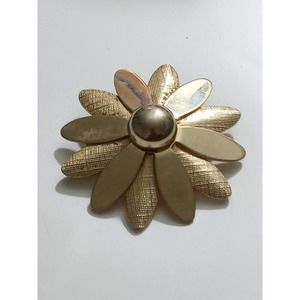 Vintage Sarah Coventry Gold Flower Broach Lovely Big Funky Fashion (jb3m)